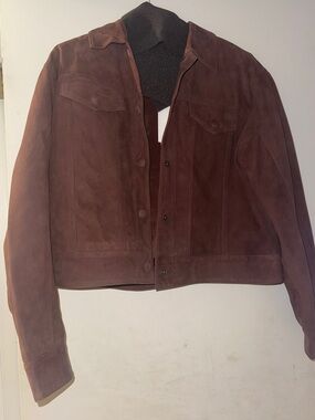 Treasure & Bond Brown Suede Button-Front Jacket - M
